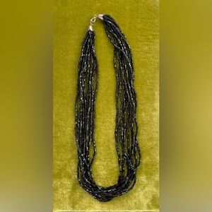 Antique Multi Strand Glass Mourning Bead Necklace